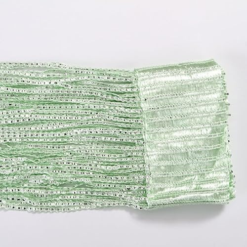 YKAFADE 2 Stück Fadenvorhang 100x200cm Fadengardine Fliegenvorhang Glitzer Türvorhang Fenstervorhänge Raumteiler Quaste Vorhänge für Zuhause Terrasse Schlafzimmer,Hochzeit,Restaurant -Hellgrün