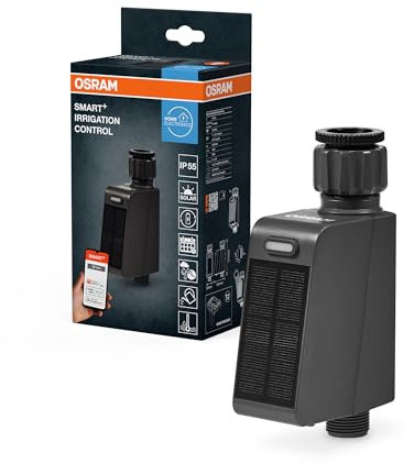 OSRAM SMART+ WiFi Bewässerungssteuerung IP55, Solar & USB-C, Wasserzähler, App-Steuerung, Alexa kompatibel, Grau
