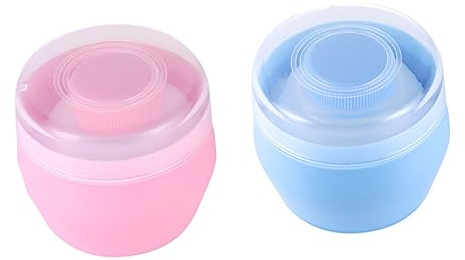 DECHOUS 2 Satz Babypuder Aufbewahrungsbox mit Puderquasten Kunststoff Behälter für Babypuder Kompakt Langlebig Sicher für Babys für Babypflege und Reisen