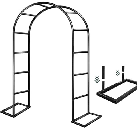 Robuster Gartenbogen aus Metall, Starke röhrenförmige Laube für Rosen, Kletterpflanzen, Rankgitter, Dekoration für Hochzeitsfeiern im Freien (schwarz, 1,8 x 2,20 m)