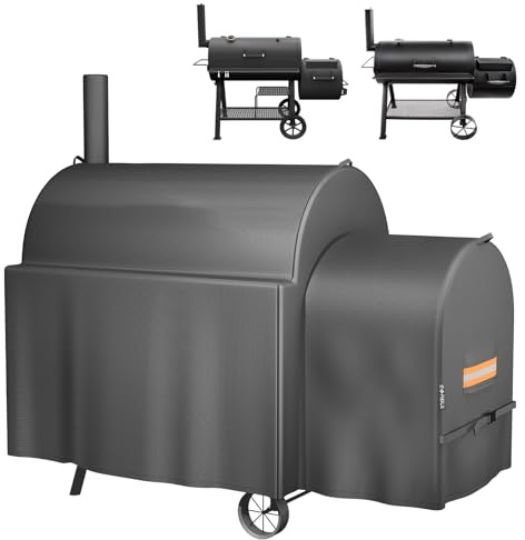 EVRBUL Raucherrahmenabdeckung Kompatibel mit Oklahoma Joe's Longhorn Highland Offset Smoker, Außenwasserdichte Grillabdeckung, Heavy Duty 420D BBQ Abdeckung, 162L x 93B x 142H cm