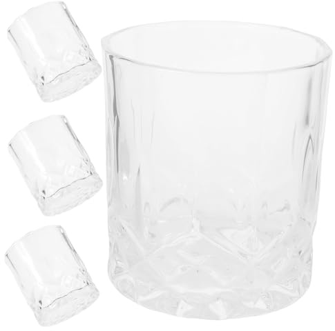 TOBBOMEY 4 Pezzi Bicchieri Whisky in Vetro Premium Trasparenti e Facili da Design Inciso Bar