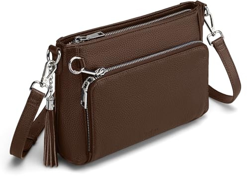 befen Echtleder Umhängetasche Damen mit Anti Diebstahl, Leder Handtasche | RFID-Blockierung Crossbody Bag Damen Klein Tasche, Handytasche zum Umhängen mit integrierter Brieftasche