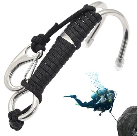 Doppelter Riffhaken – rostbeständige Unterwasser-Getriebebefestigung mit (weiß) Teleskop-Boot-Haken, Aluminium, robust, zum Andocken von Bootshaken, schwimmend, Anti-Rutsch-Griff-Design, Schiff