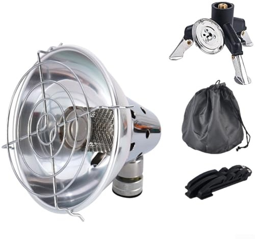 Portable Outdoor Gas Heater, Outdoor Portable Mini Gas Heating Camps Stoves For Warmth & Comfort For Winter Hiking Backpacking Fishing Travelling(2+ Triangle converter silver)