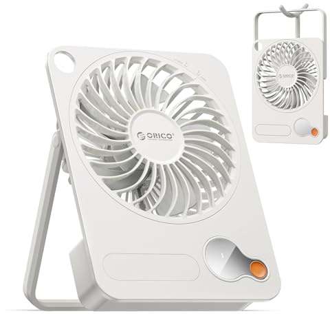 ORICO USB Desk Fan, 3-Speed Adjustable Small Fan, 180° Foldable with LED Display, Quick Release Grille, Quiet Cooling Portable Personal Fan for Table, Sleeping, Office, Bedroom & Travel - NO BATTERY
