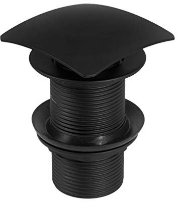 Bonde universelle de qualité supérieure - En laiton noir - Avec valve Pop Up sans trop-plein - Pour lavabo - Siphon de siphon - Raccord Click Clack