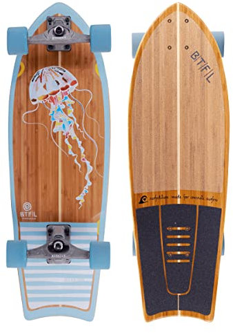 BTFL Surfskate Board Aurelia Ideales Surftraining für Balance, Carving & Pumping. Komplett Surf-Skateboard mit G-Truck Surfskate Achse und Rollen für Anfänger und Fortgeschrittene