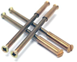 Tornillos de conexión M3 con acabado de latón con mangas para manija de puerta M3 x 50 mm de longitud x 20 mm de longitud de manga, paquete de 6