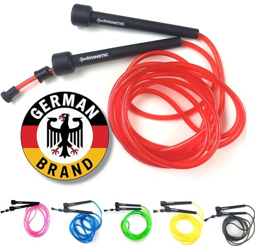 SPORTIVONETIC® Springseil Classic Design, 3 Meter Seillänge, verstellbar, für Erwachsene & Kinder, Speed Rope, Jump Rope für Fitness, Cardio, Boxen, Crossfit