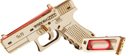 WOODEN.CITY The Guardian GLK-19 3D Puzzles for Adults – Build Your Own rubber band gun with Rubber‑Band Motor – Self‑Assembly Model, DIY Gift for Adults and Teens – 3D Model for Display and Home Décor