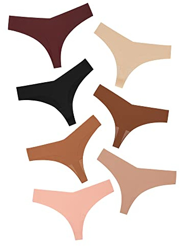 DEANGELMON Seamless Thongs for Women No Show Thong Underwear Women Comfortable Multiple Pack (7P3,M)