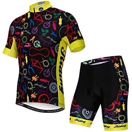 Weimostar Radtrikot Shorts Set Herren Fahrrad Top Anzug Radtrikot Rennrad Bekleidung MTB Mountain Uniform Team Rot XXL