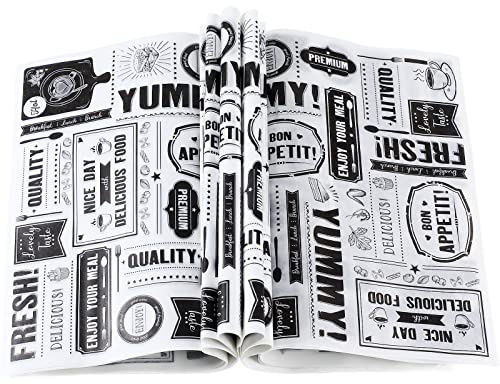 Chinco 150 Pieces Newsprint Wax Paper Sheets Newspaper Theme Food Wrap Paper Grease Resistant Tray Liners Waterproof Wrapping Tissue Food Picnic for Kitchen Baking Parchment