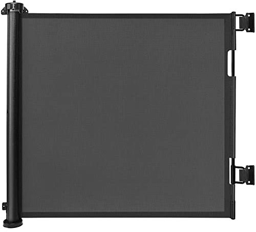 Barrière de Sécurité Rétractable Escalier pour Bébés Enfant et Chiens, 0-150 cm de Large, Barriere de Securite Enroulable pour Escaliers, Couloirs, Intérieurs et Extérieurs Noir