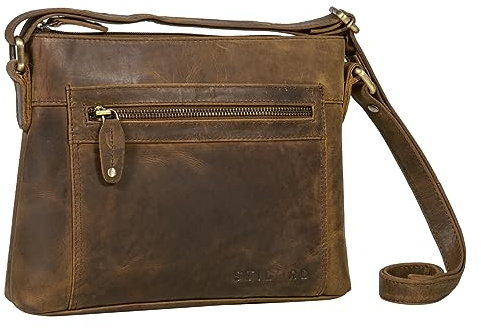 STILORD Wanda Leder Handtasche Damen Klein Umhängetasche für Frauen Elegante Schultertasche für Shopping Freizeit Vintage Crossbody Bag Echtleder Farbe:vinto - braun