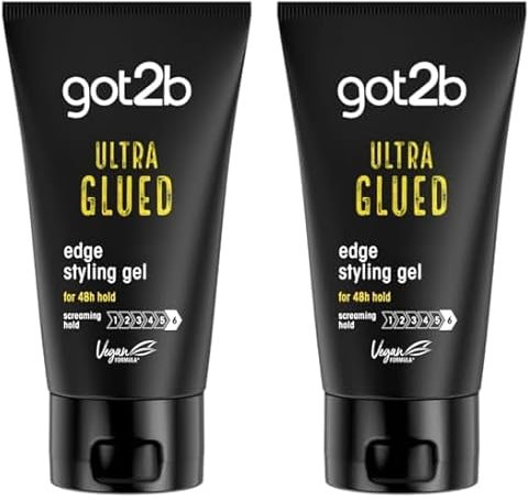 Schwarzkopf got2b Glued Ultra Styling Hair Gel, No White Residue, Edge Control, Vegan, Silicone Free, 150g (Pack of 2)
