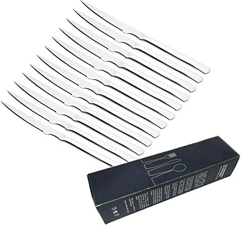Couverts 12 Couteaux à Viande de Table Acier Inoxydable Poli Haute Luminosité (Minimaliste)