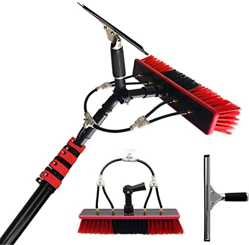 ROGHA Wash Spazzolone Kit Spazzola Vetri, Attrezzature per La Pulizia di Finestre, per Pulizia di Pannelli Fotovoltaici e Solari, Kit di Pulizia Telescopico,24FT/7.2M