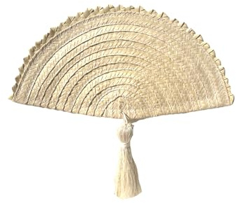 BOHOPHY Straw Palm Hand Held Fan - Abanico De Mano - Woven Hand Fan -Boho Straw Palm, Wedding Favor, Wall Decor, Summer Party Accessories, Bridal Party Souvenir 1pz (Trancoso)