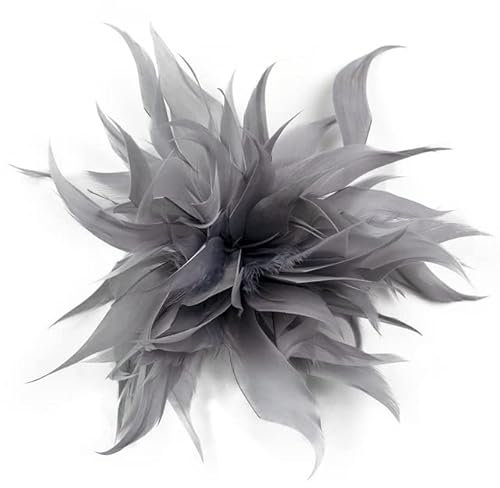 Natürlicher Jaspis Truthahnfeder Brosche Schöne Frauen DIY Home Party Kleider Dekoration Clips Mode Hut Blume Zubehör Handwerk-grau