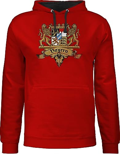 Shirtracer - Pullover Herren Frauen Hoodie Kontrast zweifarbig - Kompatibel mit Oktoberfest - Bayern Wappen Bayernland Freistaat Bayern
