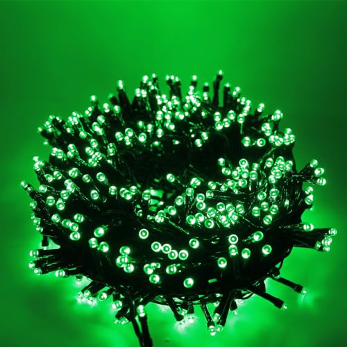 Luccika julgirlang med LED-lampor på grön kabel, för inomhus- och utomhusbruk, 31 V-styrenhet med 8 ljuslägen och minne (grön, 25 m, 500 LED)