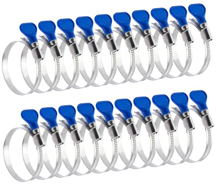 POWERTEC 70262-P2 2-1/2 Inch Key Hose Clamp, Thumb Screw Key Adjustable Stainless Steel Hose Clamps for Dust Collection, Dust Collector and Dryer Vent Hose, Pipe Clamp, RV Clamp,Worm Gear Clamp,20pack
