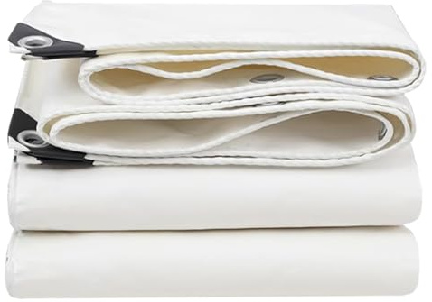Canvas Tarp 1.2m x 1.5m 1.5m x 3m 1.8m x 1.8m 2m x 3m 3m x 4m - White Heavy Duty Waterproof Tarpaulin with Eyelets, Multipurpose Tarp cover for Garden Furniture, Ground Sheets Camping (Size : 1x1.5m