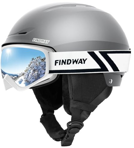 Findway Skidhjälm och skidglasögon-set, snowboardhjälm med glasögon för kvinnor och män vuxna skidhjälmar för män, kvinnor och ungdomar