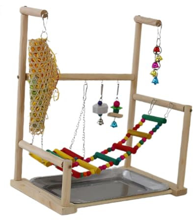 KESOTO Vogelspielplatz, Vogelaktivität, Vogel-Fitnessstudio, Holzstange für Unzertrennliche, Nymphensittiche,