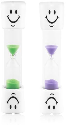 2 Pezzi Clessidra 3 Minuti, Clessidre da 3 Minuti per Bambini, Timer per Spazzolatura Denti con Design Divertente, Clessidre Colorate e Sicure per Cucina, Studio e Esercizio