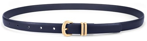 WHIPPY Schmaler Ledergürtel für Damen Modischer Damen Taillengürtel für Jeans Hosen Kleider mit Goldener Schnalle