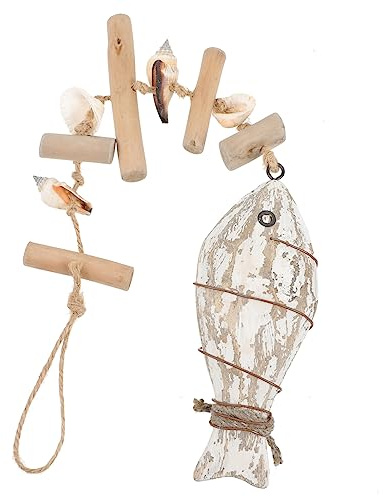 Holibanna Colgante De De Madera Decoración De Pared El Hogar Decoración Náutica Rústico Náutico Decoration Costero Decoracion Marinera De Madera con Tema De Playa Cuerda De Algodón
