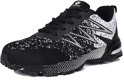 SUADEX Sicherheitsschuhe Arbeitsschuhe Herren Damen Leicht Atmungsaktiv Arbeitsschutzschuhe Stahlkappenschuhe mit Stahlkappe Schwarz 43 EU