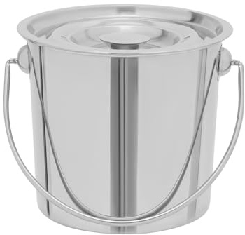Extra Thick 6L Stainless Steel Barrel Bucket Food Water storage with Lid Milk Can Milk Transport Storage Wine Pail Liquid Storage Champagne Cooler Stainless Steel Pail Kitchen Bucket Cancooker
