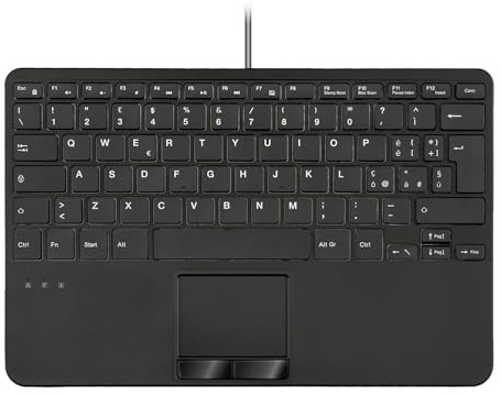 Perixx PERIBOARD-525 IT, Clavier Mini USB filaire avec pavé tactile - Touches à ciseaux X Type - 11,18 x 7,17 x 1,1 pouces - 2 concentrateurs USB intégrés - Disposition informatique française