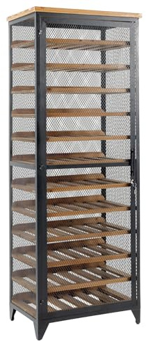 Riess Ambiente Design Weinschrank Bodega - 185cm - Natur braun schwarz - Tannenholz Eisen Weinregal 72 Flaschen abschließbar