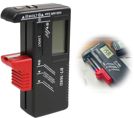Analogue Battery Tester, Magnetic Battery Tester Universal Battery Checker for AA AAA C D 9V and 1.5V Button Cell Batteries, with Easy-to-Read Display, No Power Source Required, Portable and Durable