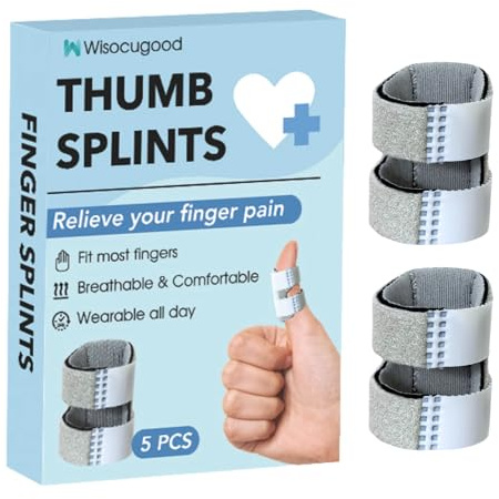 Wisocugood 5 Pcs Thumb Splint,Trigger Finger Splints,Finger Brace,Broken Fingers Straightening,Pain Relief,Arthritis or Support for Fingers,Suitable for thumb, Index, Middle, Ring, Pinky Finger