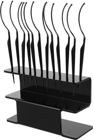Présentoir pour Faux Cils en Plastique Noir avec 12 Tiges Courbées