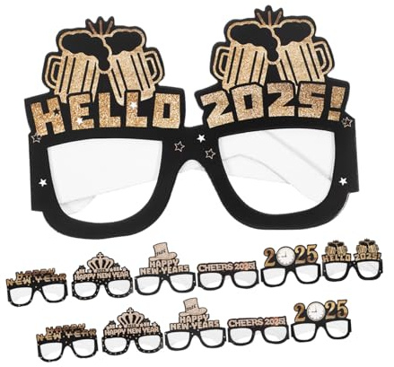TOBBOMEY 12 Stück Teiliges Silvester Papierbrillen Schwarze Neujahrs-partybrillen Leichtes Material Komfortabel für Erwachsene und Jugendliche Stylische Fotorequisiten für Jahreswechsel