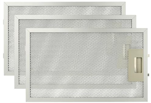 vhbw 3 x filter metallfettfilter kompatibelt med AEG 8160D-B, 8160D-AL, 8160D-M/GB, 8160D-M, 8160D-W köksfläkt – 32,5 x 19,6 x 0,85 cm, metall