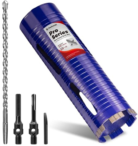 DaduoRi 3 Core Drill Bit with Pilot Bit & Adapters(SDS Plus and 1/2 Hex), 5/8-11 Thread, 9.5 Depth, Upgraded-Welded Segments Diamond Core Bits for Concrete, Masonry, Brick Block