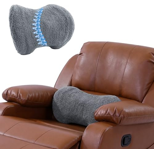 TOPROUD Sherpa Lumbar Support Pillow for Recliner, Memory Foam Back Cushion for Chair, Warm Back Pad for Elderly with Machine Washable Cover – Home Office Car