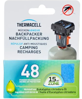 Thermacell M-48 Nachfüllpack - 12 Plättchen für 48 h Schutz (OHNE Gaskartusche) - Natürlicher Wirkstoff aus Zitroneneukalyptusöl zur Mückenabwehr - 15m² Wirkbereich