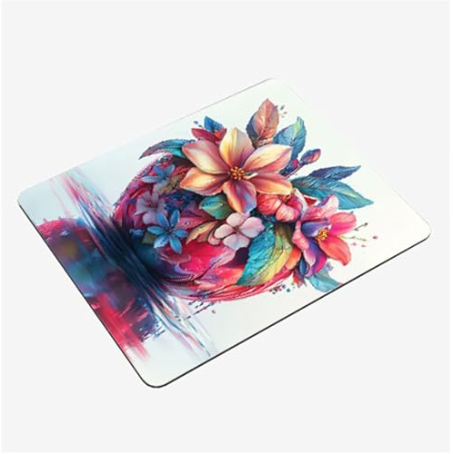 Alfombrilla Ratón 420x350x3mm, Flor Mouse Pad Vistoso Alfombrilla Gaming, con Base Goma Antideslizante, Superficie Impermeable, Bordes Cosidos Tapete Escritorio, para Oficina Mini Mousepad S0-1209
