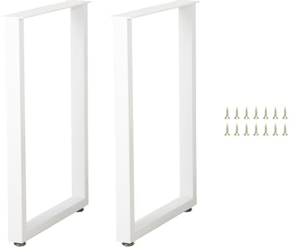 ForgeVale 87cm Black Square Metal Table Legs (Set of 2), Heavy Duty Steel Furniture Legs for Kitchen Worktop, Counter Table & Breakfast Bar, Industrial DIY Desk Legs, Supports up to 300kg (White)