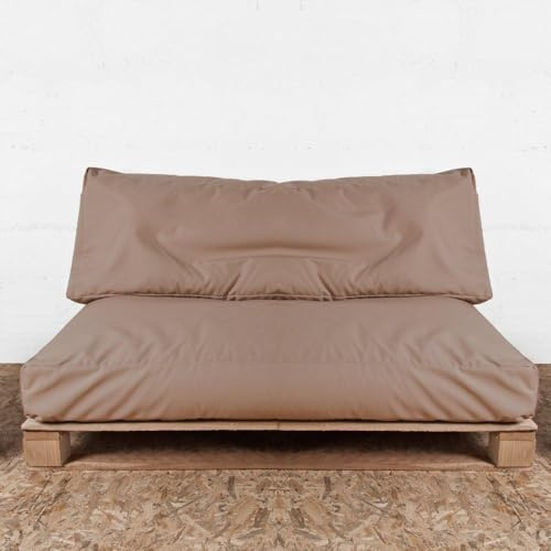 ARKETICOM Soft Set Cuscini Pallet 120x80 Panche e Bancali Morbidi Idrorepellenti per Interni ed Esterni Imbottitura in Poliuretano Marrone Cacao Melange