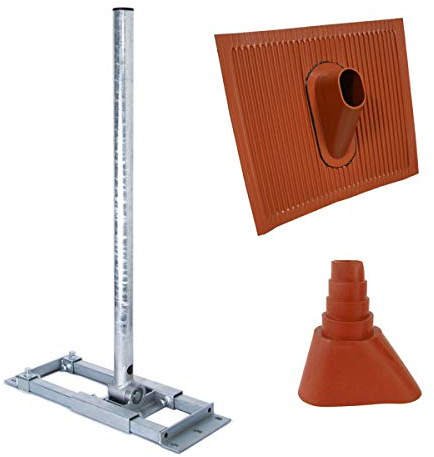 Premium X Deluxe X90-48 Dachsparrenhalter 90 cm Mast Sparrenhalter SAT Dach-Halterung Dachabdeckung Alu Dach-Ziegel Gummimanschette rot